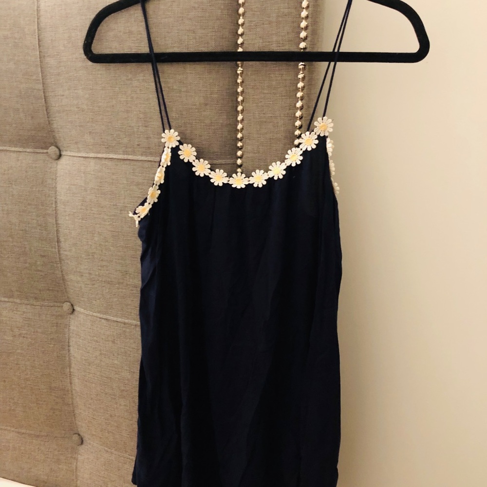 Daisy rim navy blue dress